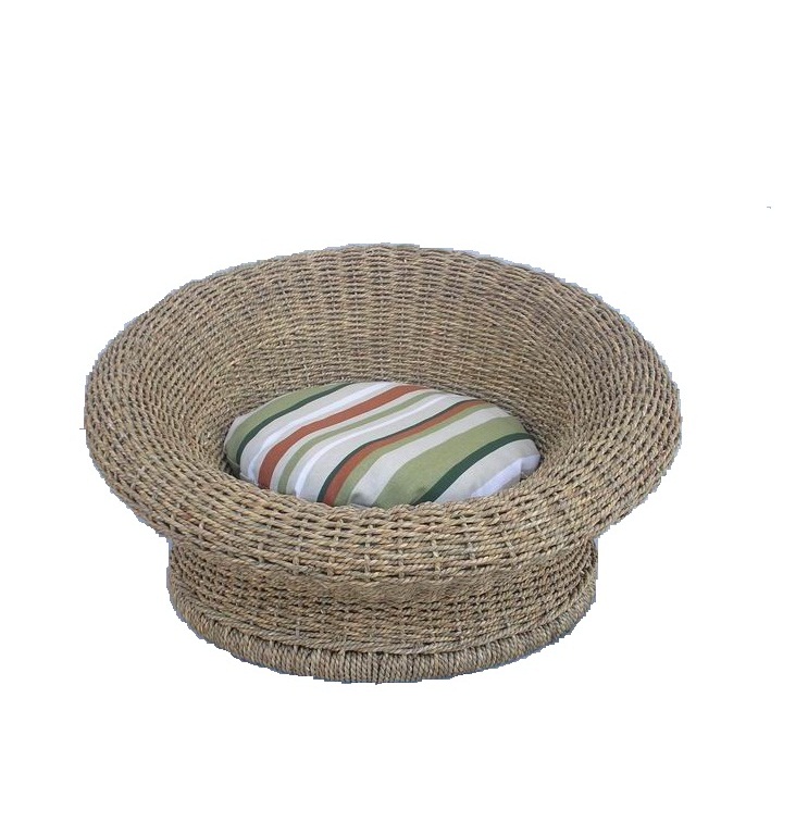 Straw-Woven Pet Sofa Bed