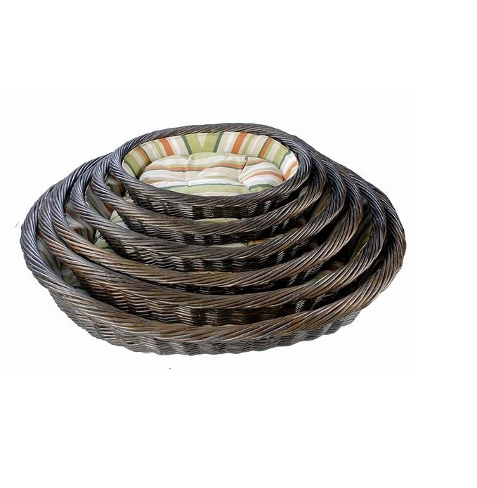 Dark brown willow pets beds, muti-sizes hand woven baskets for pets